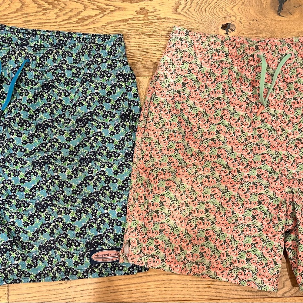 Vineyard Vines Kids Floral swim Shorts - Blue and Pink & polo
